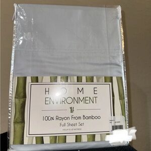 NEW Home Environment Bamboo Full Sheet Set silver/gray/blue new in packaging